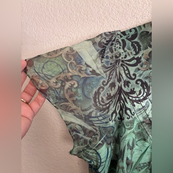 APT.9 Green Y2K Patterned Blouse 1 X - Picture 3 of 14